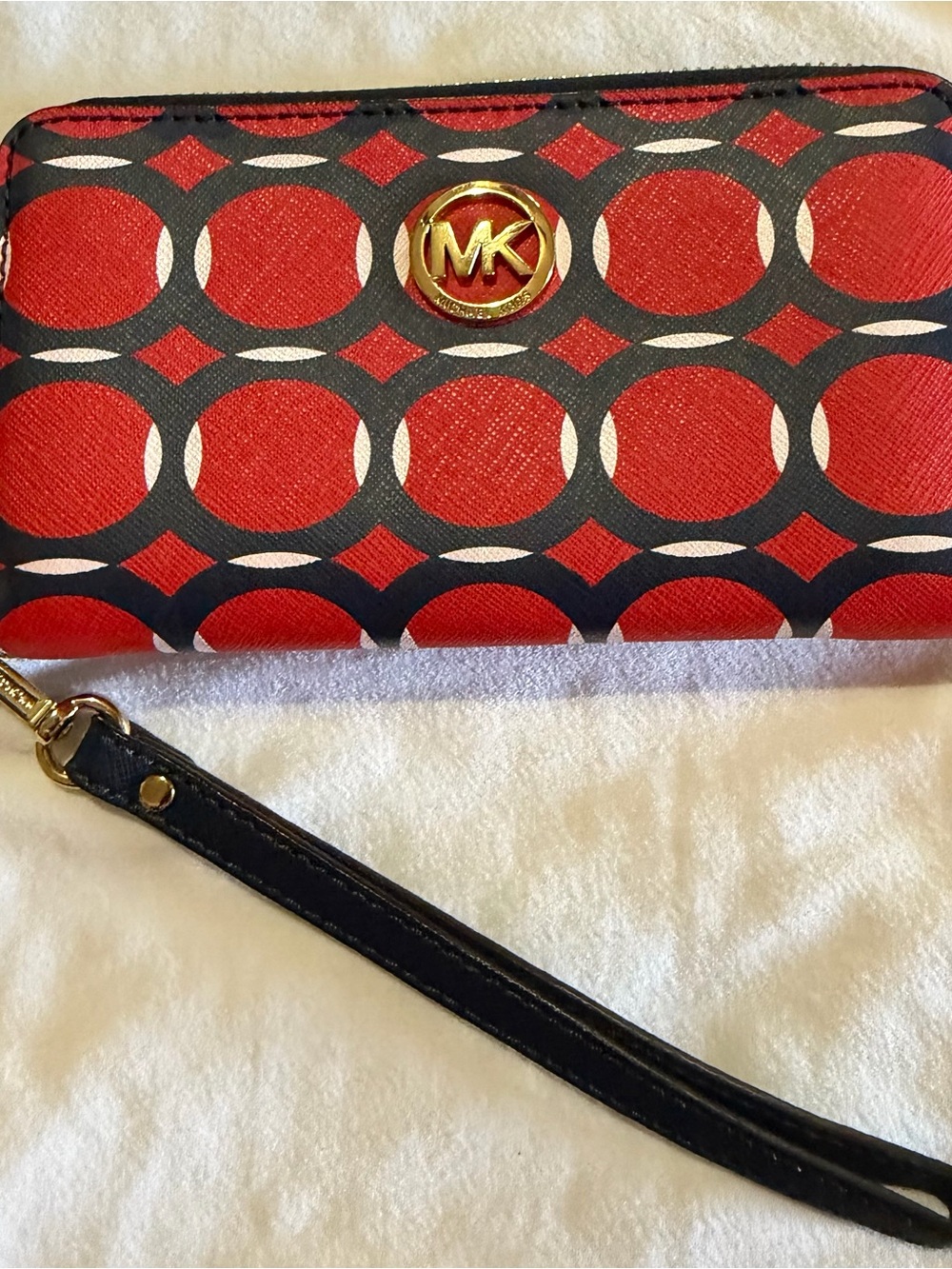 Michael Kors Red and Black Geometric Wristlet